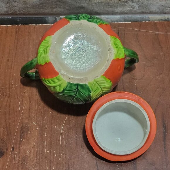 Vintage Strawberry Sugar Bowl with Lid - Picture 6 of 9